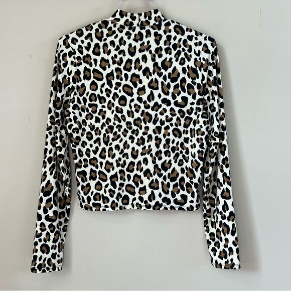 Gaze Leopard Mock Long Sleeve Buttery Soft Top Shirt Blouse Size L - Picture 5 of 13